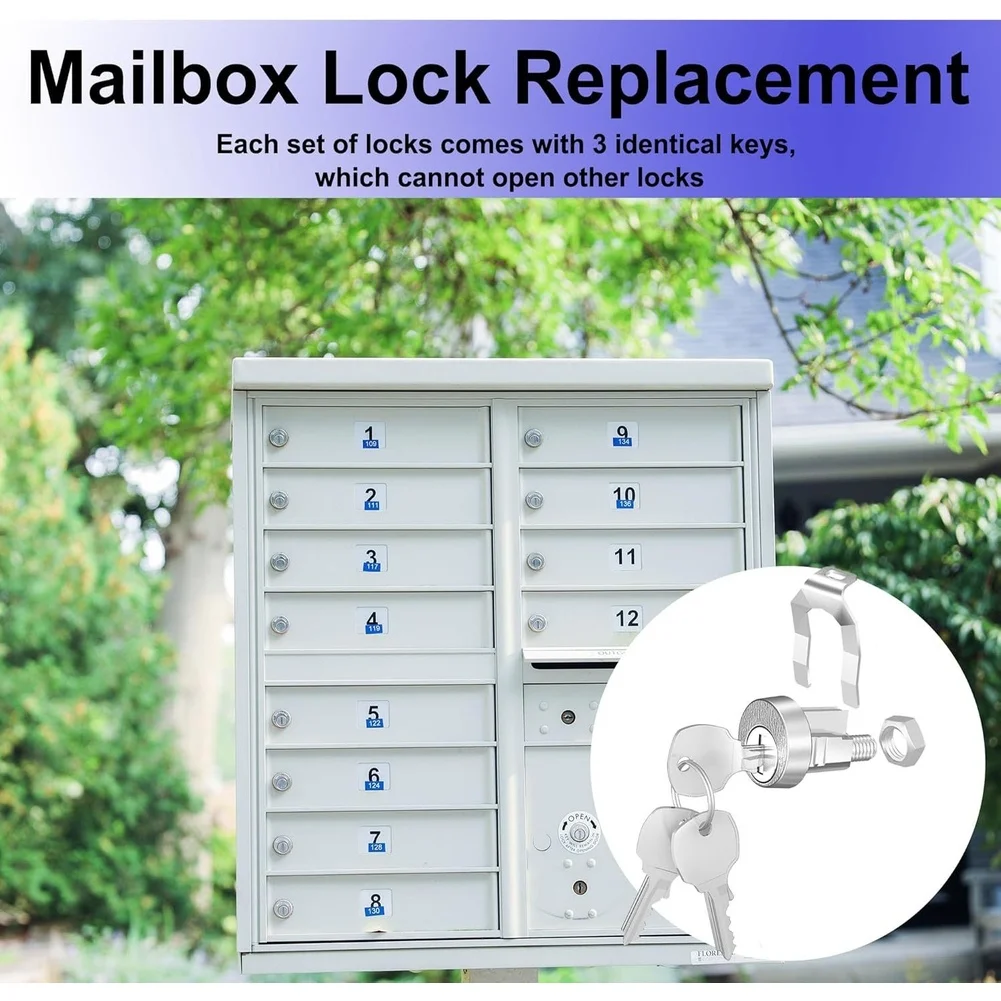 Zinc Alloy 5 Pin Tumbler Mailbox Lock for C9100 Replacement with OEM Spec Dimensions and Integrated Weather Shield