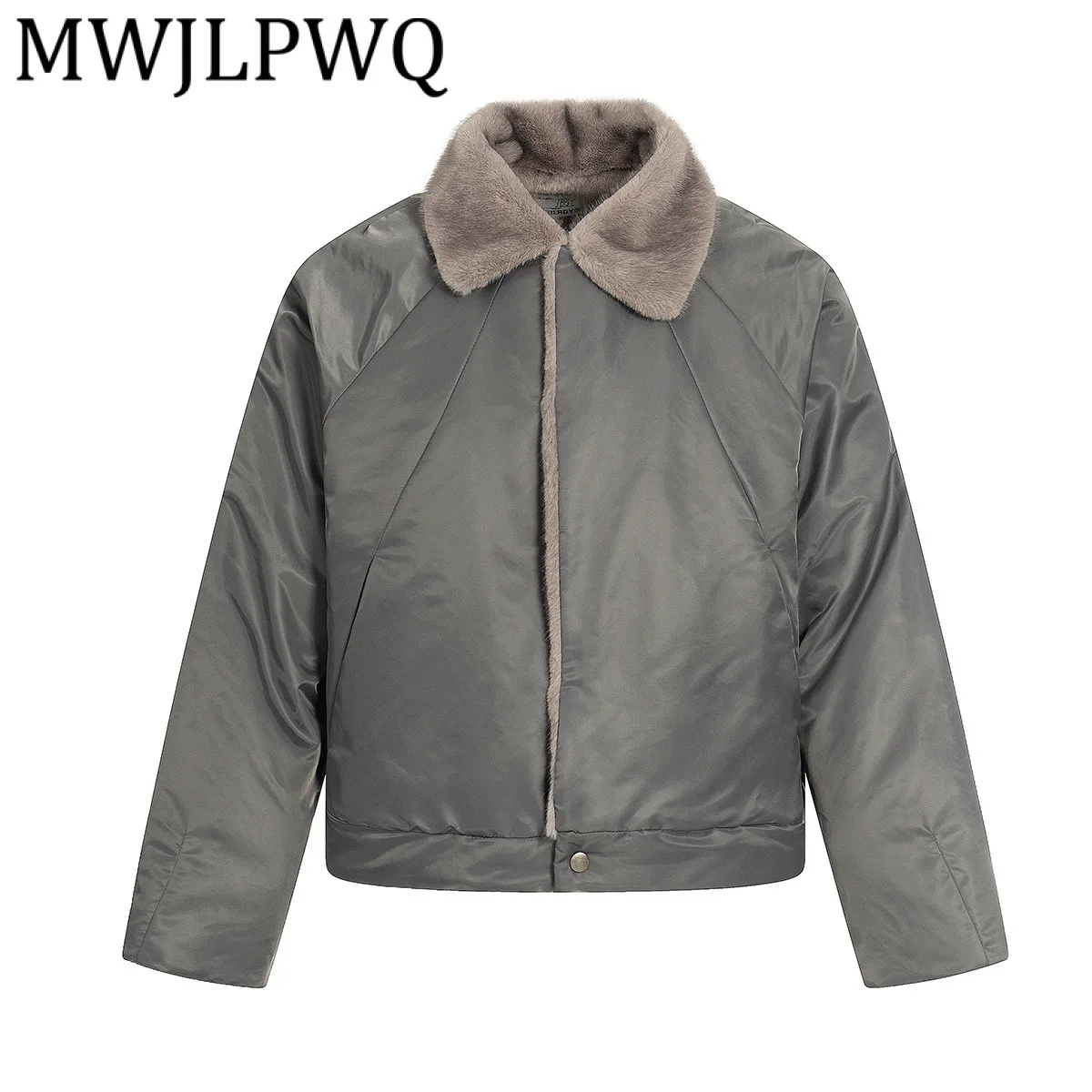 MWJLPWQ الرجال النمط الأمريكي الفراء طوق معطف القطن الدافئ ركاب شارع العليا سميكة ملابس خارجية 2025 شتاء جديد عصري 21414