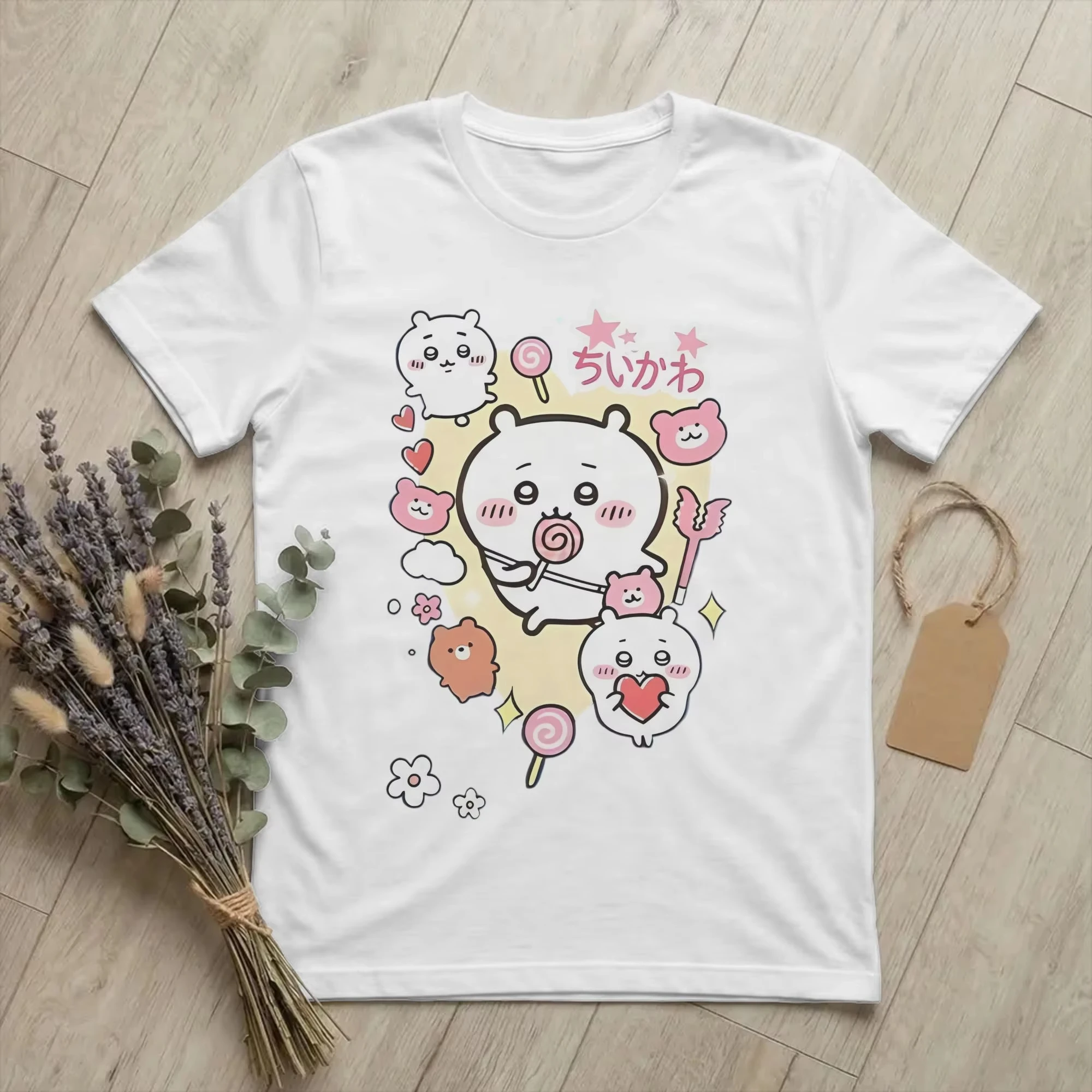Chiikawa Cute Kawaii Anime Starry Tee Men's Women's Black Retro Cool Graphic Art Print Oversized Short Sleeve Streetwear Top