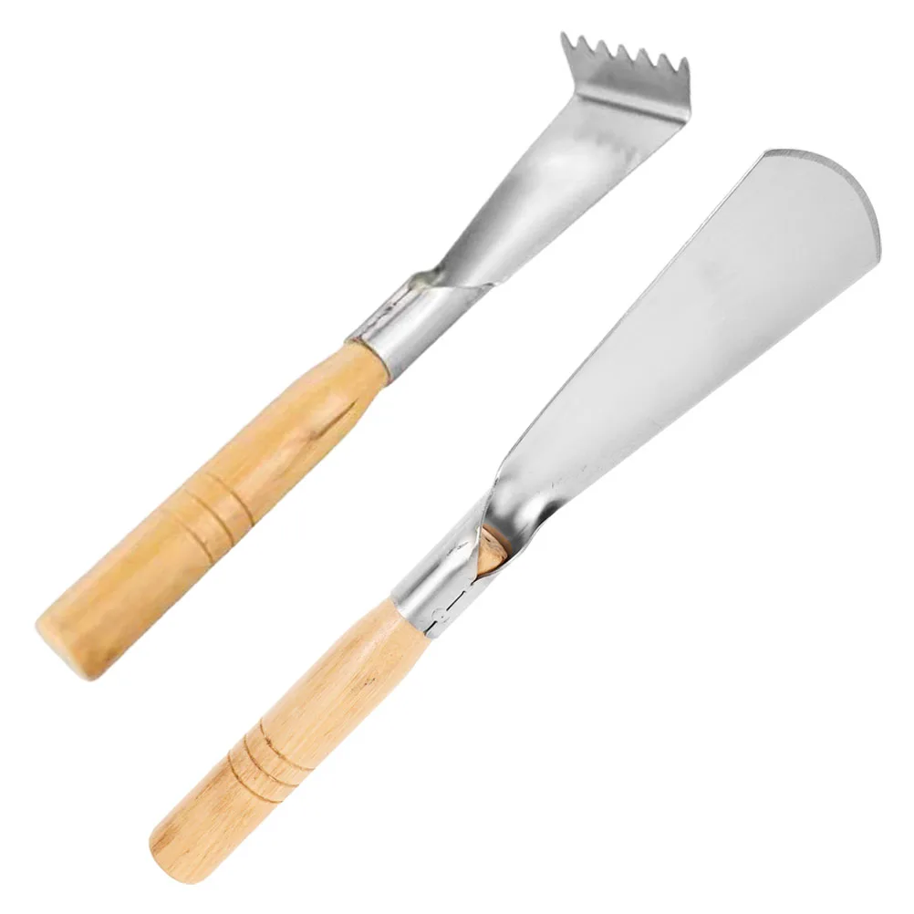 

2 Pcs Stainless Steel Garden Tool Set Shovel Rake for Planting Weeding Vegetables Wild Herbs Lightweight Ergonomic Handle
