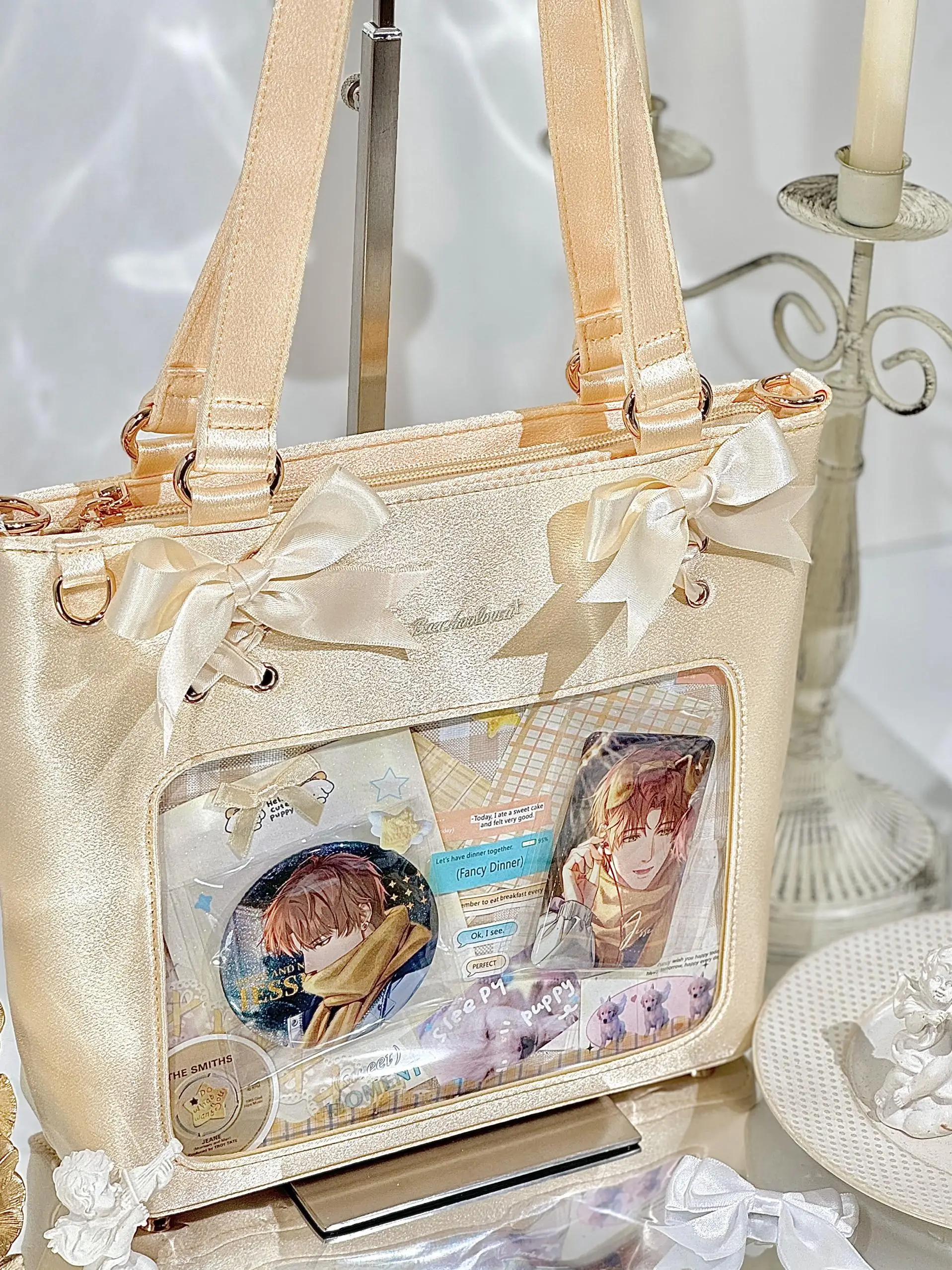 Original Japanese College Style Y2k Itabag Girls Cute Bow Satin Plaid Shoulder Bag Women's Casual All-Match Messenger Bag 2025