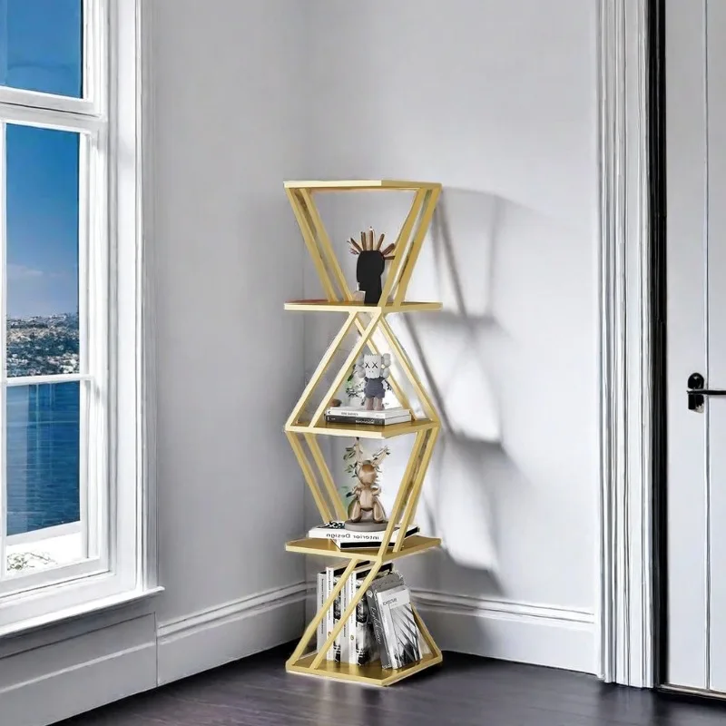 Creative wrought iron bookshelf office living room room minimalist bay window shelf floor to ceiling