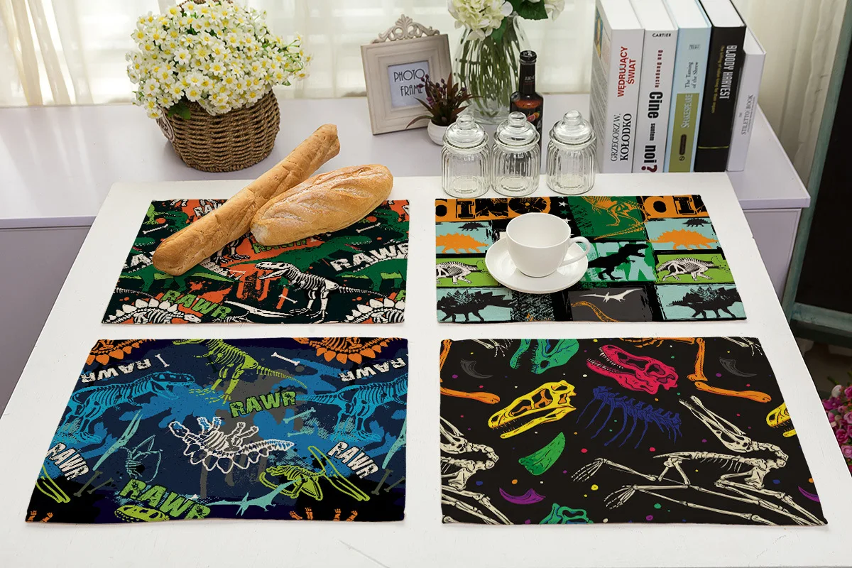 Placemats For Children Kids Cute Cartoon Dinosaur Place Mats Fabric Coaster Table Decoration Mat Kitchen Dining Place Mats Pads