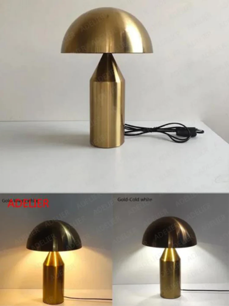 Imagem -05 - Nordic Ferro Cogumelo Candeeiro de Mesa Ouro Home Decor Luminárias Estudo Quarto Desk Lamp Sala Stand Lâmpadas 35cm Diâmetro 35cm