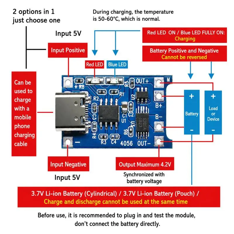 18650 TP4056 Lithium Battery Charger Module DIY KIT +1X18650 Battery Case +3.7V USB Mobile Power Boost Board