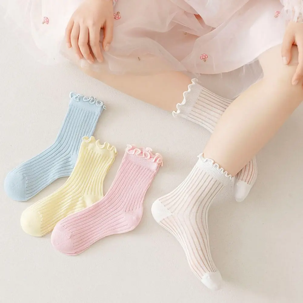 

Breathable Mesh Kids Breathable Mesh Stockings Solid Color Anti-slip Children Princess Socks Elasticity Cotton Children's Socks