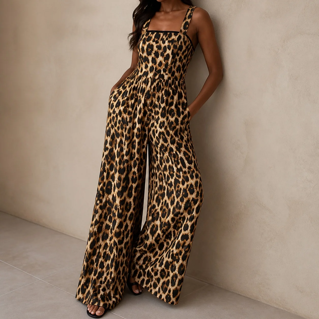 Women's Boho Sleeveless Mid Waist Long Pants Mercerized Jumpsuit For Women Woman Summer Casual Wide Leg Romper Outfit With