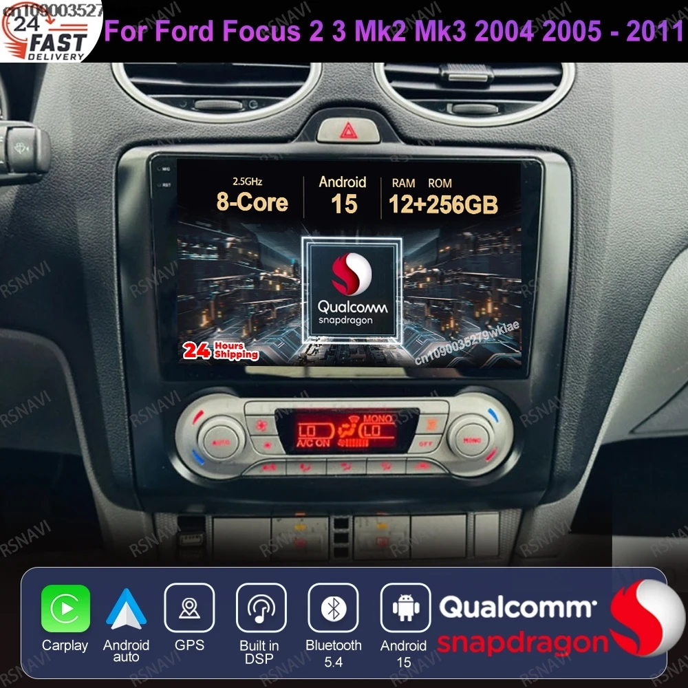 

Android 15 для Ford Focus 2 3 Mk2 Mk3 2004 2005-2011 BT DVD Беспроводной Carplay Авто Viedo Плеер DSP Стерео 5G WIFI GPS QLED