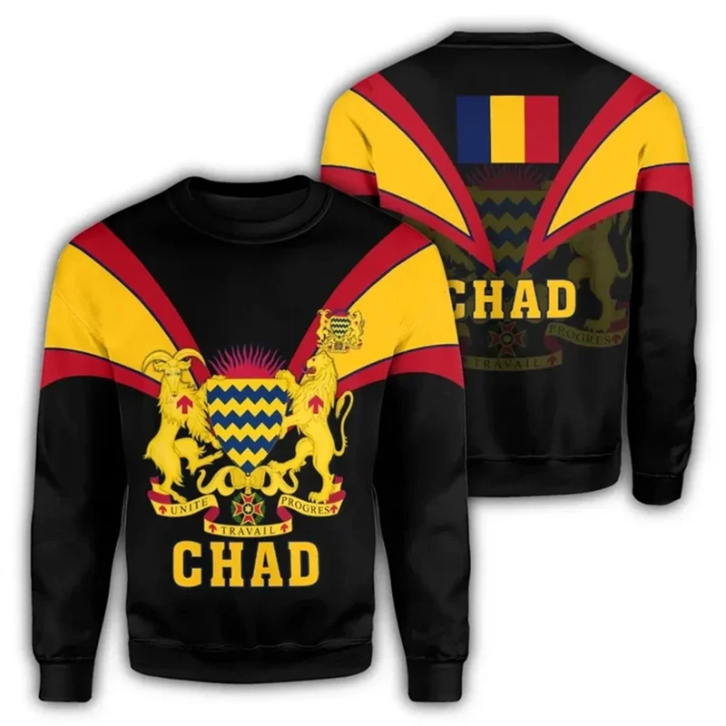 Chad drapeau carte graphique sweats pour hommes vêtements mode femmes pull décontracté mâle Streetwear automne pull garçon survêtement