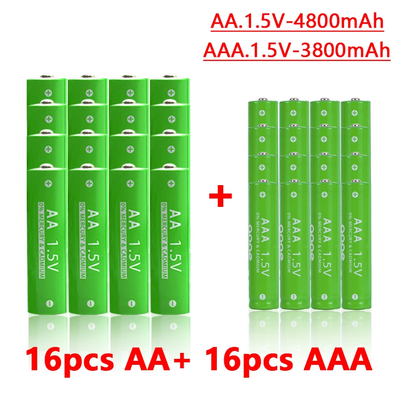 بطارية قلوية قابلة لإعادة الشحن ، 3800mAh ، 4800mAh ، AA ، 1.5V ، AAA