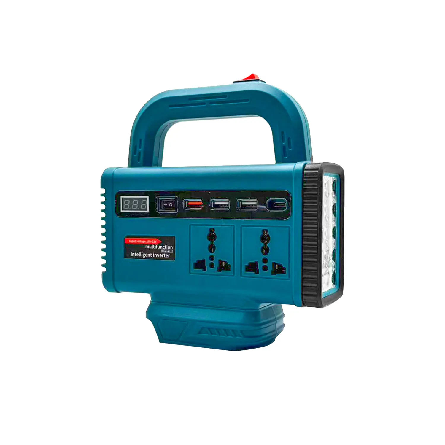 194mm LED Work Light with DC18V to AC220V Inverter for BL1830 BL1840 BL1815 18V Batteries and Multi-Device USB Charging