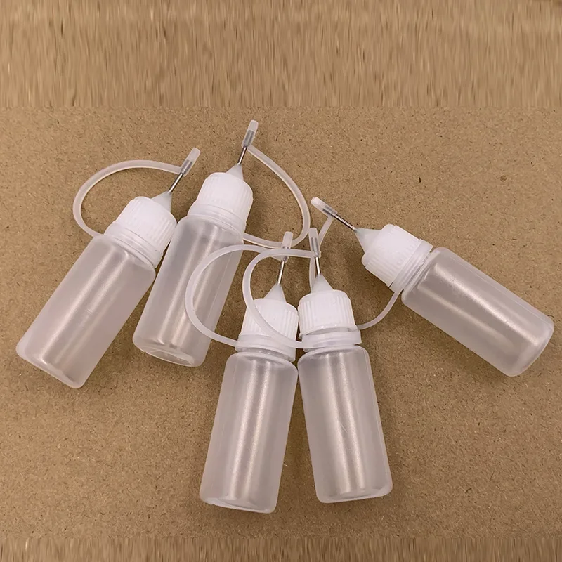 5PCS 10ml Empty Needle Tip Dropper Bottle Cosmetic Liquid Storage Container Bottle for Solvent Light Oils Eye Drops