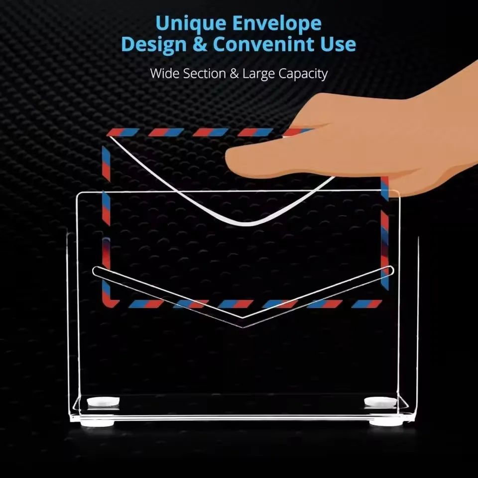 Mail Organizer Acrylic Desk Letter Holder Clear Mail Letter Organizer Desktop File Envelope Storage Rack Acrylic Mail Holder view 6