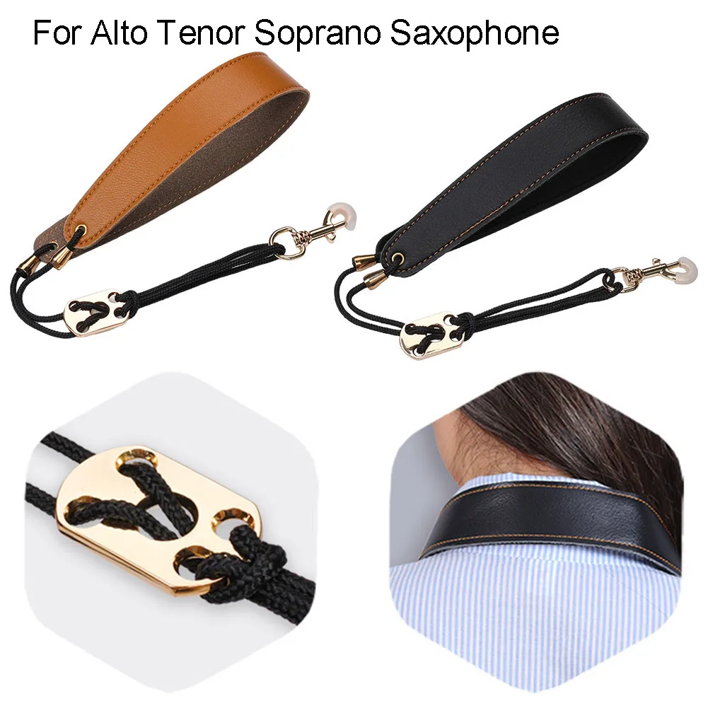 Soft Leather Saxophone Neckband  Conforms to Human Neck Curvature  Easy Installation  Compatible with Various Wind Instruments
