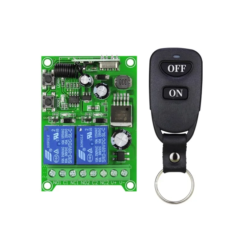 

RF 2CH 315MHz Wireless Remote Control Switch Relay Receiver Module For Garage Curtain Motor Light DC12-36V