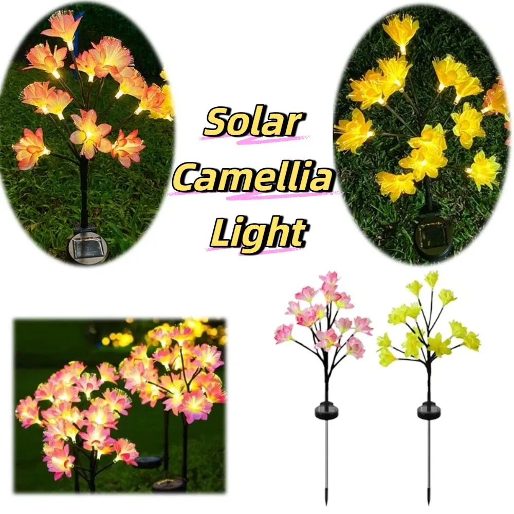 Solar Charging Camellia Simulation Plant Light Simulation Plant Design Waterproof IP65 Solar Powered Ground Light Ground Mounted