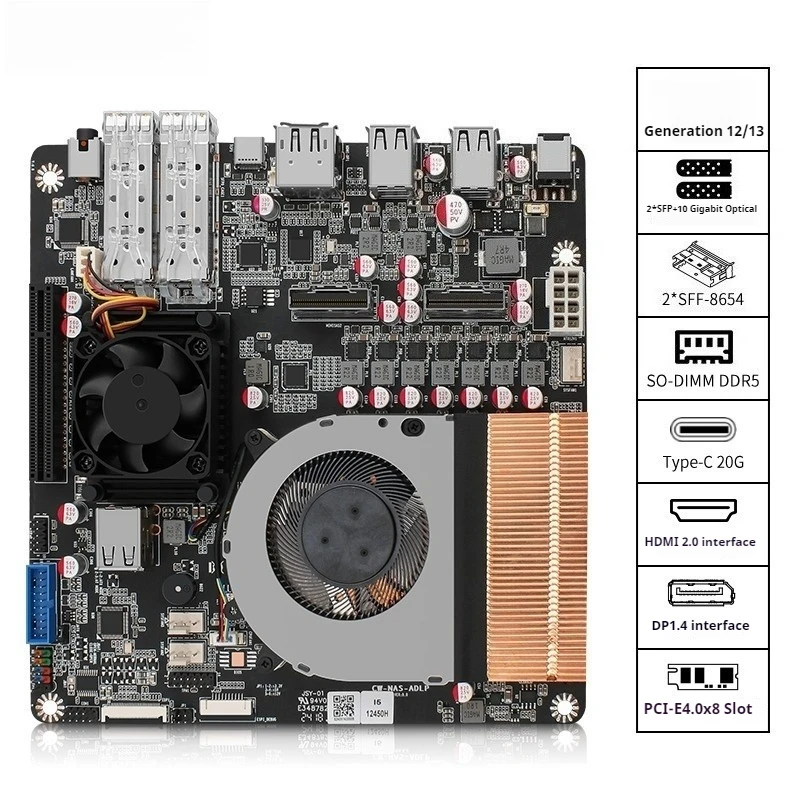 الأصلي U300E/I5-12450H 4xM.2/4xU.2 82599 المزدوج 10 جيجابت PCIE تمديد NAS شيطان المجلس