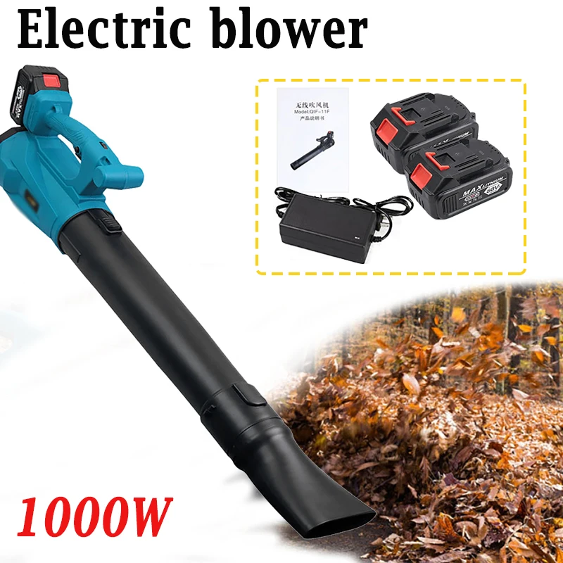 

1000W Electric Air Blower 3000r/min 21V Cordless Leaf Snow Dust Blower with Lithium Battery & Charger for Hosehold Cleaning