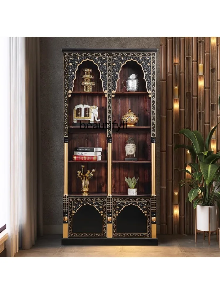 South East Asia style solid wood Bogu frame Thai partition retro bookcase tea room tea set storage rack