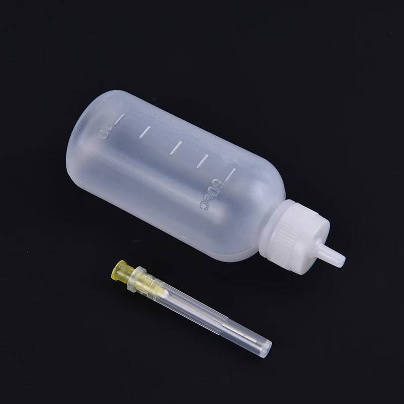 Flacone erogatore di aghi in polietilene trasparente da 3 pezzi da 50ml per pasta di flusso per saldatura di colofonia + 3 strumenti per aghi