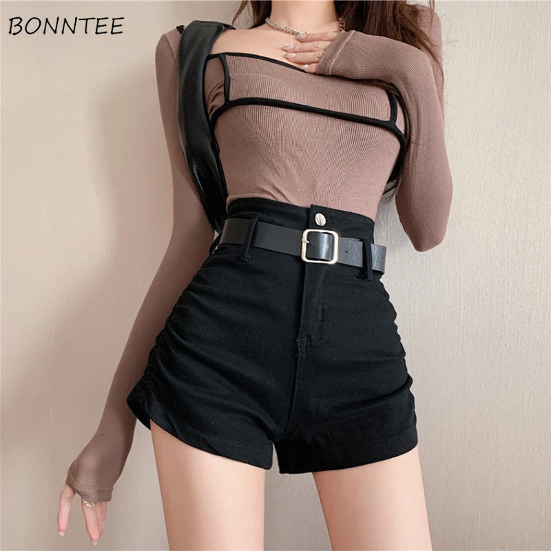 

Shorts Women Casual High Waist Pockets Solid BF Ladies Stylish Summer All-match Simple Bottom Streetwear Design Newest Vintage