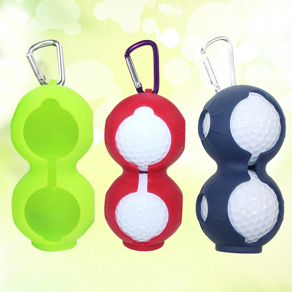 

3pcs Golf Ball Cover Silicone Protective Case Soft Texture Anti Fall Portable Keyring Easy Storage Golf Accessories