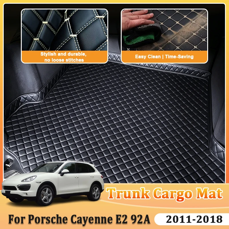 Car Trunk Mats For Porsche Cayenne 2016 Accessories E2 92A 2011-2018 2012 Anti-Slip Pads Waterproof Protective Liner Body Kits