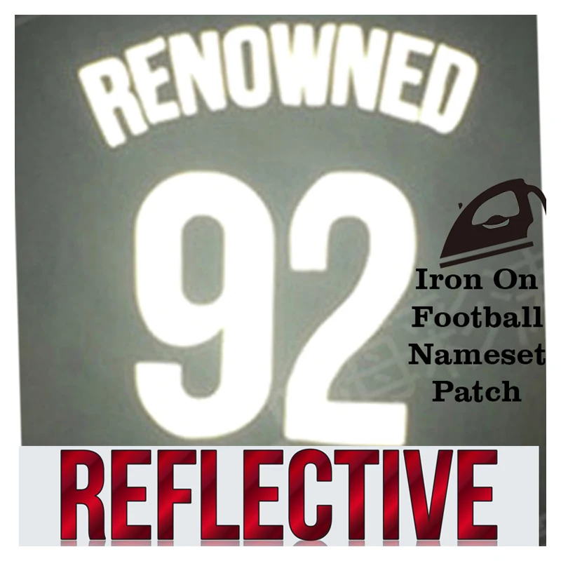 Reflective Iron On Football Patch Custom Name & Number DIY Thermal Stickers for Football Jersey Glow in the Dark