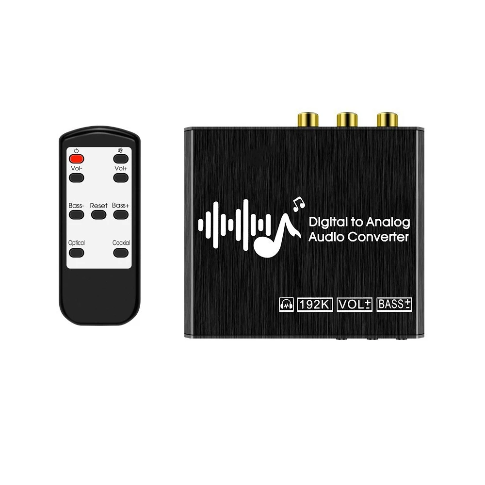 192KHz DAC Digital to Analog Converter with Remote Control Digital Coaxial Toslink to Analog Stereo