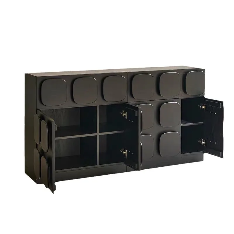 

Black French retro dining side cabinet floor-to-ceiling living room coffee cabinet