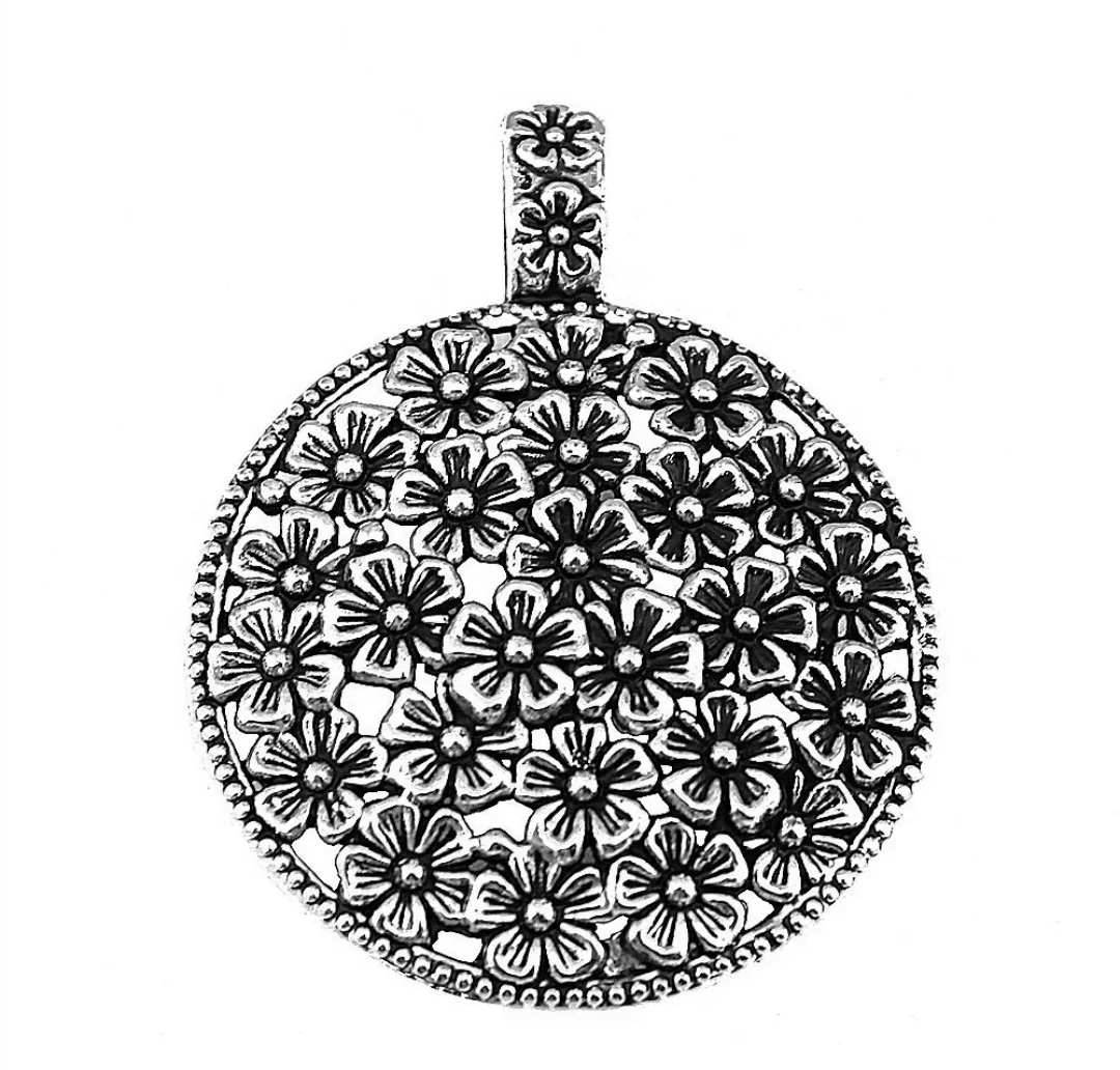 

2pcs 58x45mm Zinc alloy metal flower vintage charm accessories handmade T0201