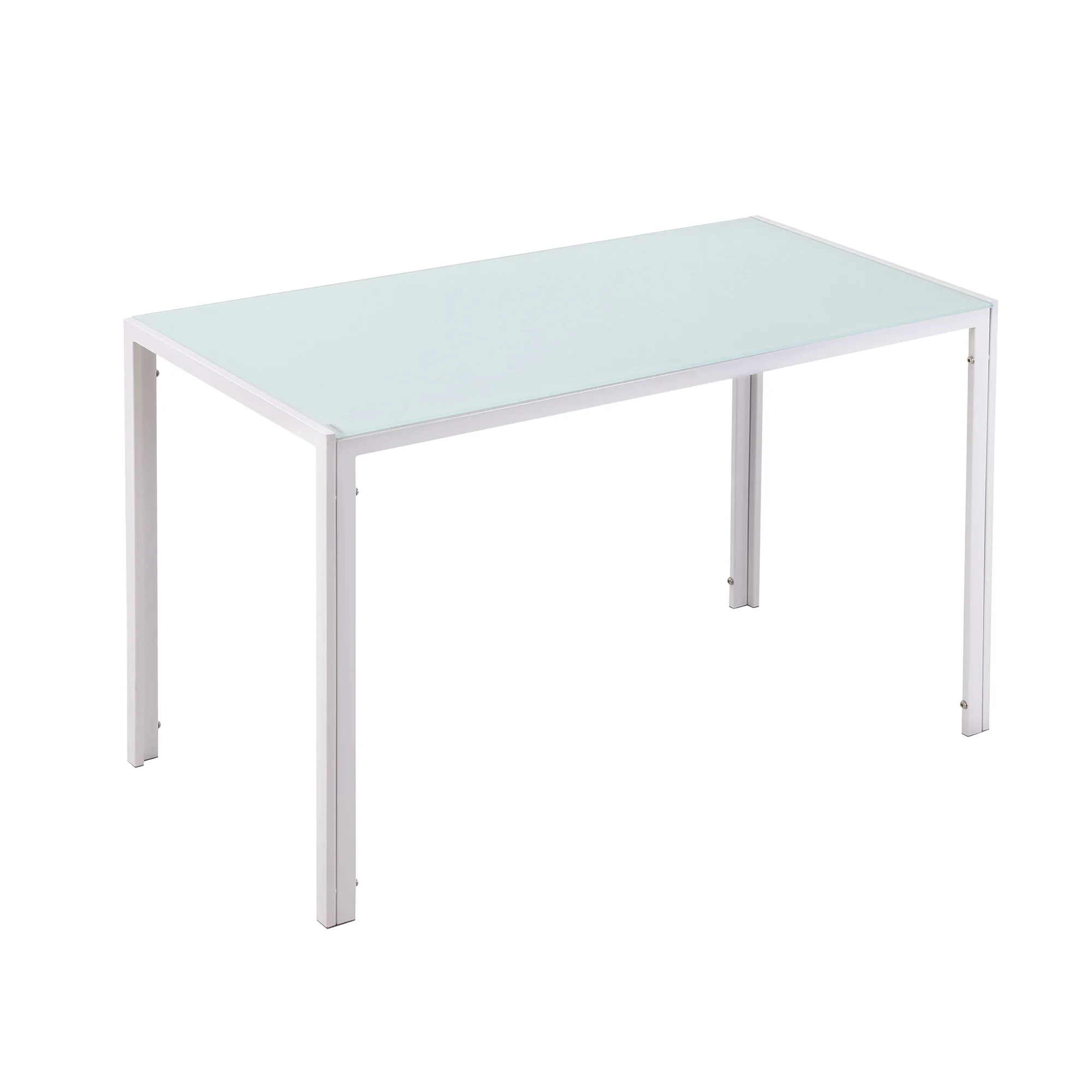 HOMCOM Mesa Comedor de Cristal para 4-6 Personas con Patas de Metal 120x60x75 cm