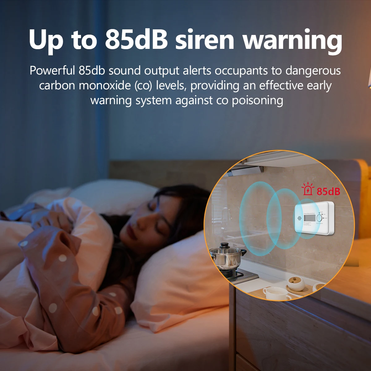 Imou Smart Standalone Koolmonoxide Alarm Indoor Co Detector Met Vervangbare Batterij 85DB Buzzer Informatief Lcd Display