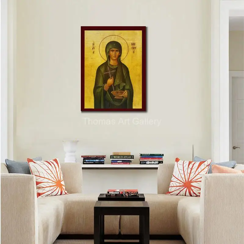 Greek Orthodox Saint Paraskevi Icon Byzantine Art HD Canvas Print Large Religious Wall Decor for Prayers Room Hospital Chapel