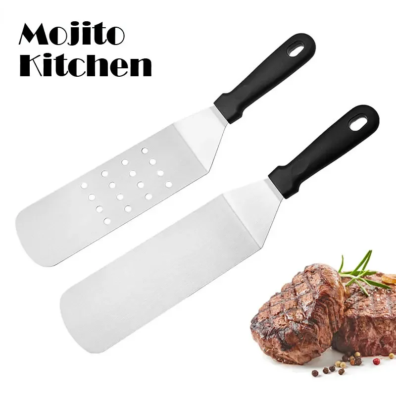 Steak Pizza Non-stick Fried Shovel Baking BBQ Cooking Utensil Stainless Steel Barbecue Scrape for Pancake Griddle Kitchen Tool