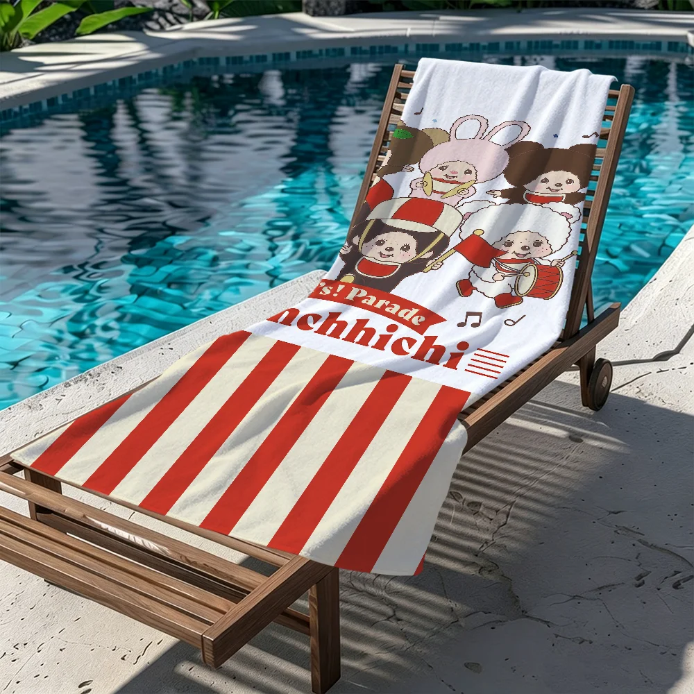 M-Monchhichi-s CUTE Towel Large Quick-Drying Microfiber Soft Beach Towel for Travel Fitness Sauna Bathing Camping