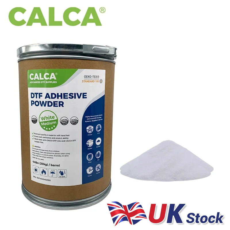 

UK Stock CALCA 20kg/Barrel DTF Powder White Medium Direct to Film TPU DTF Powder Digital Transfer Hot Melt Adhesive Powder Bulk