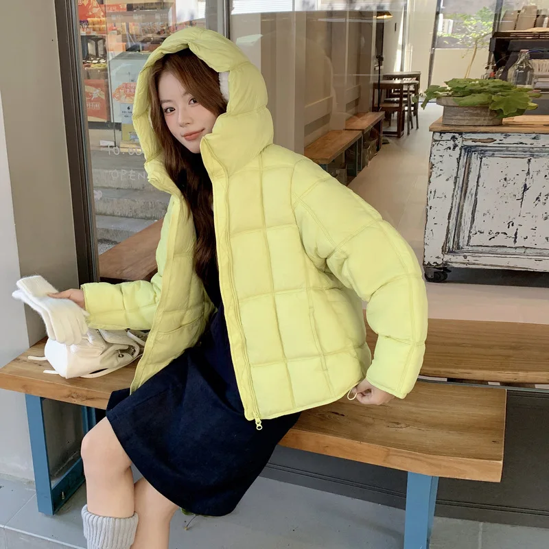 

Хлопковая куртка с капюшоном и пышным пухом, женская хлопковая куртка, зимняя одежда 2025 года, свободная корейская версия