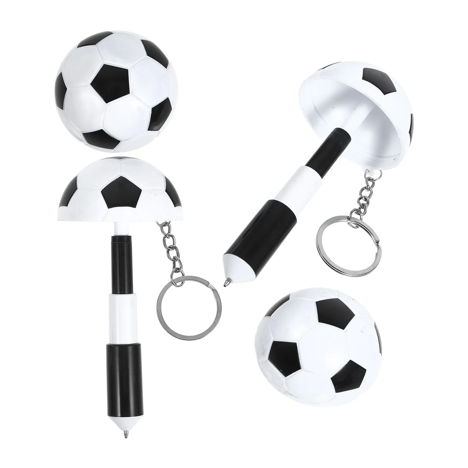 

2pcs Football Ballpoint Pen Retractable Keychain Smooth Writing Gift For Students Sports Fans Multiple Colors Telescopic