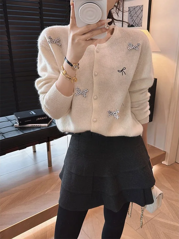 

PINZIKO Женский осенне-зимний утепленный длинный кардиган из смесовой пряжи (кроличья шерсть и бархат) с узлами, свободного кроя