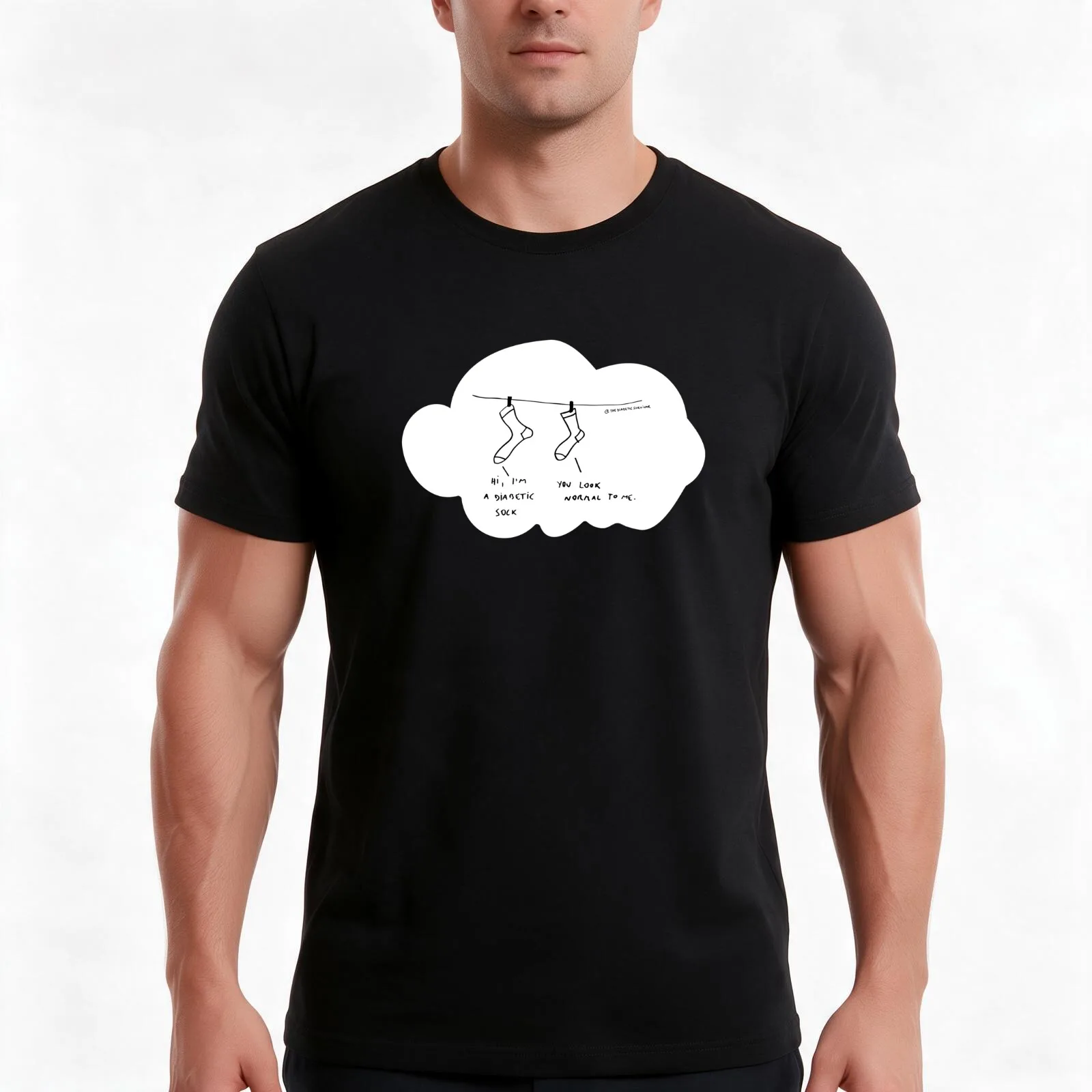 Diabetes: Diabetic Socks T-Shirt, Summer Casual Cotton Tee, Oversized Streetwear Tops, Vintage Graphic Print, Unisex Men Women