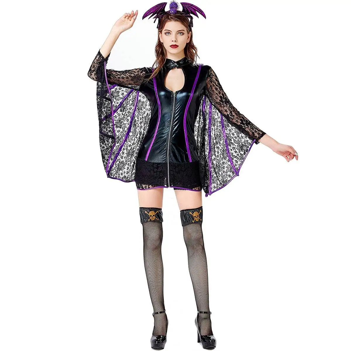 

SL Witch Spider Bat Костюм Косплей Хэллоуин Костюм Villainous Baan orm Role-plang Женский традиционный китайский костюм