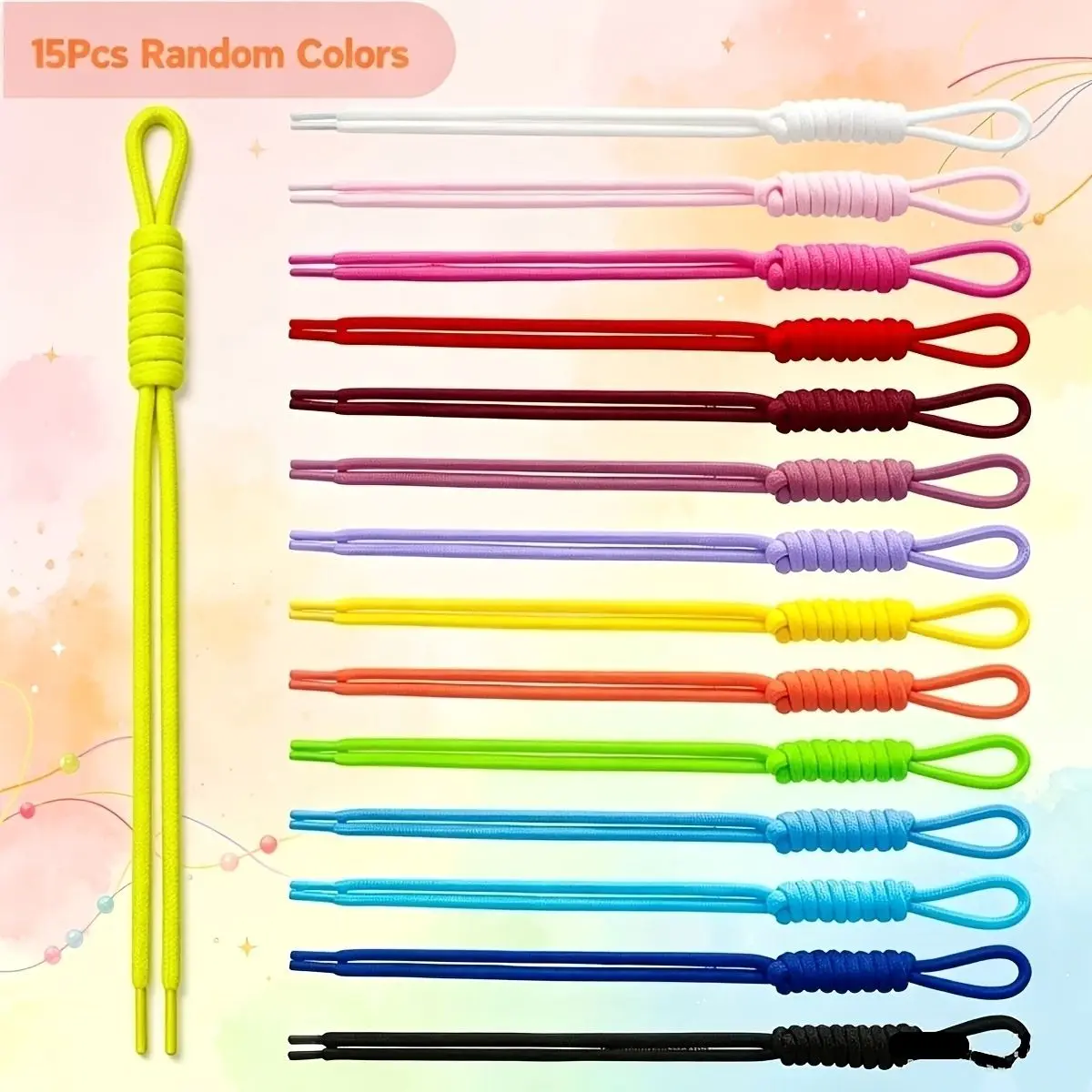 15Pcs Random Colors Paracord Rope Keychain Paracord Bag Charms Colorful Braided Lanyard Key Chain for Purse Backpack Handbag