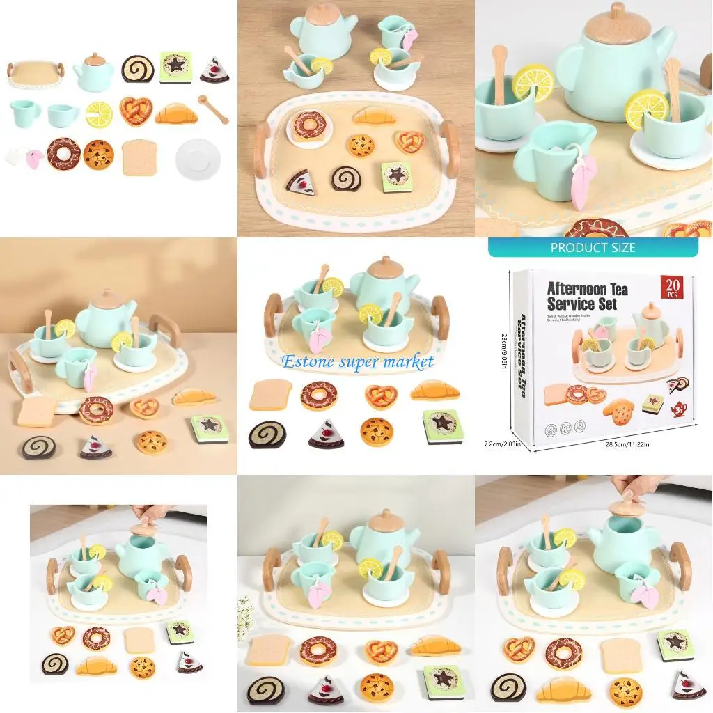 Ensemble cuisine en bois, jeu simulation, jouet pour tout-petits, 3 + accessoires cuisine, cadeau éducatif pour filles