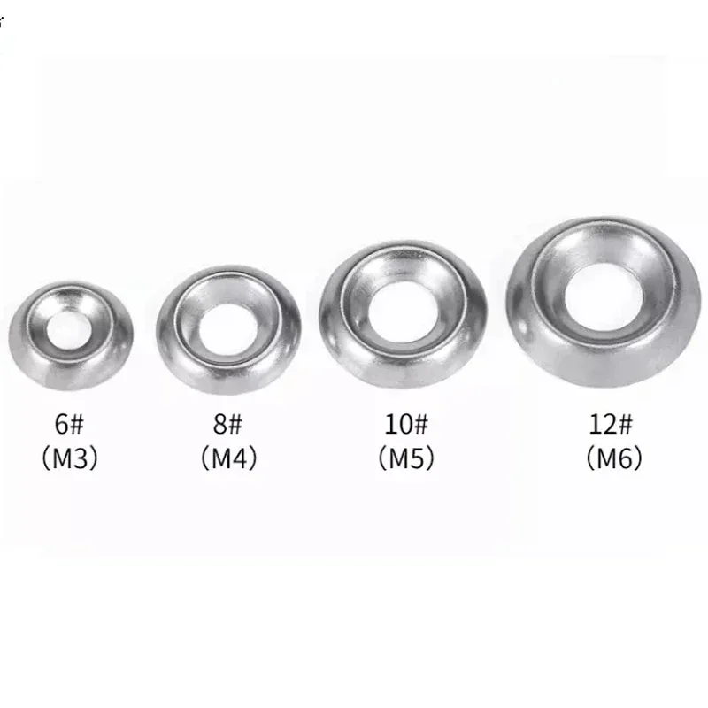 Conical Washer No.6 8 10 12 M3 M4 M5 M6 304 A2 Stainless Steel Concave Convex Gasket To Fit Countersunk Screws Bolt Cup Washers