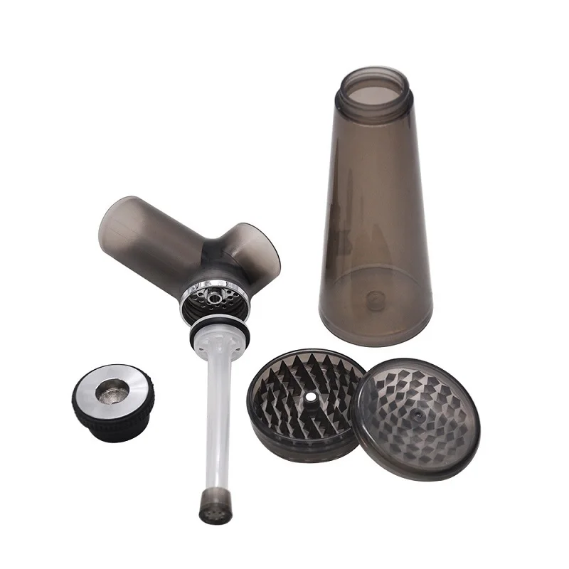 HAPPY 2 in 1 Acrylic Tobacco Smoking Pipe And Dry Herb Grinder kit Built in Filter Water Pipas For Grass Pipes Shisha Hookah