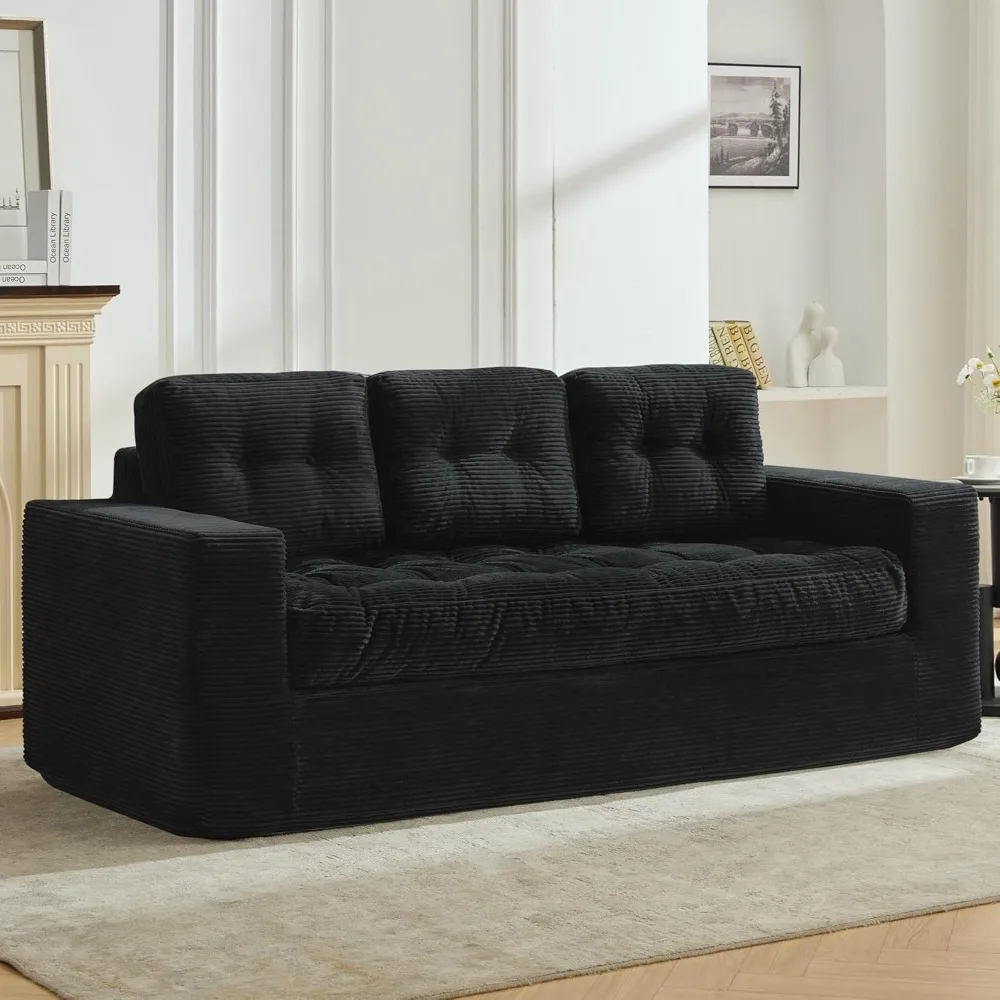 أرائك لغرفة المعيشة، 74 أريكة حديثة ذات 3 مقاعد مع مقعد عميق، أريكة سحابة مريحة مع قماش سروال قصير، لا يتطلب التجميع #1