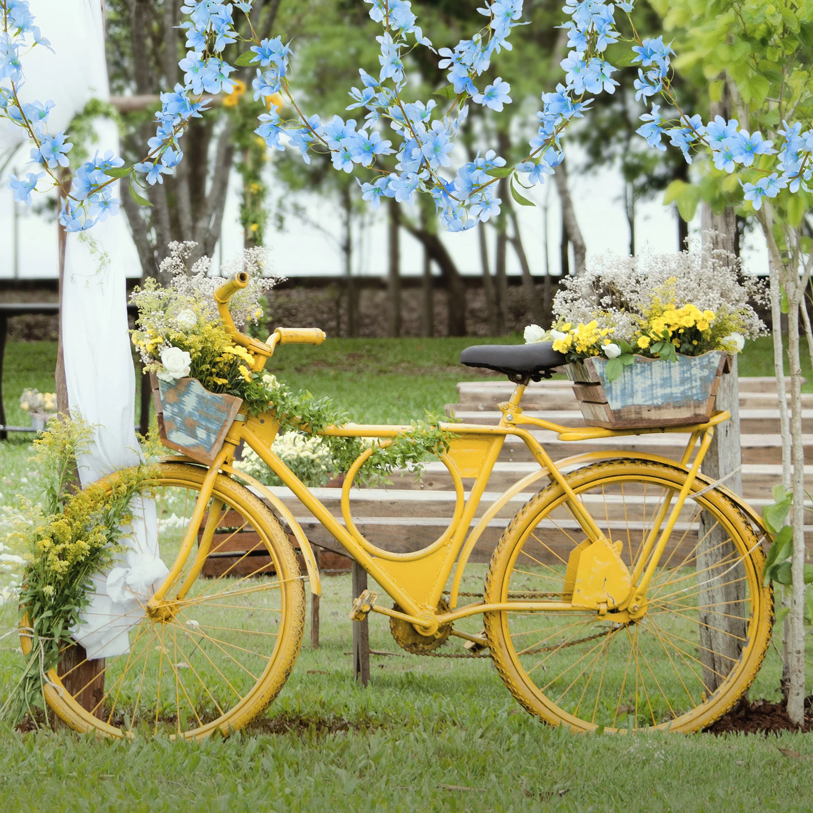 

2Pcs Artificial Flower Vine Simulated Silk Hanging Garland Wedding Party Home Decoration Faux Floral Swag Garden Decor