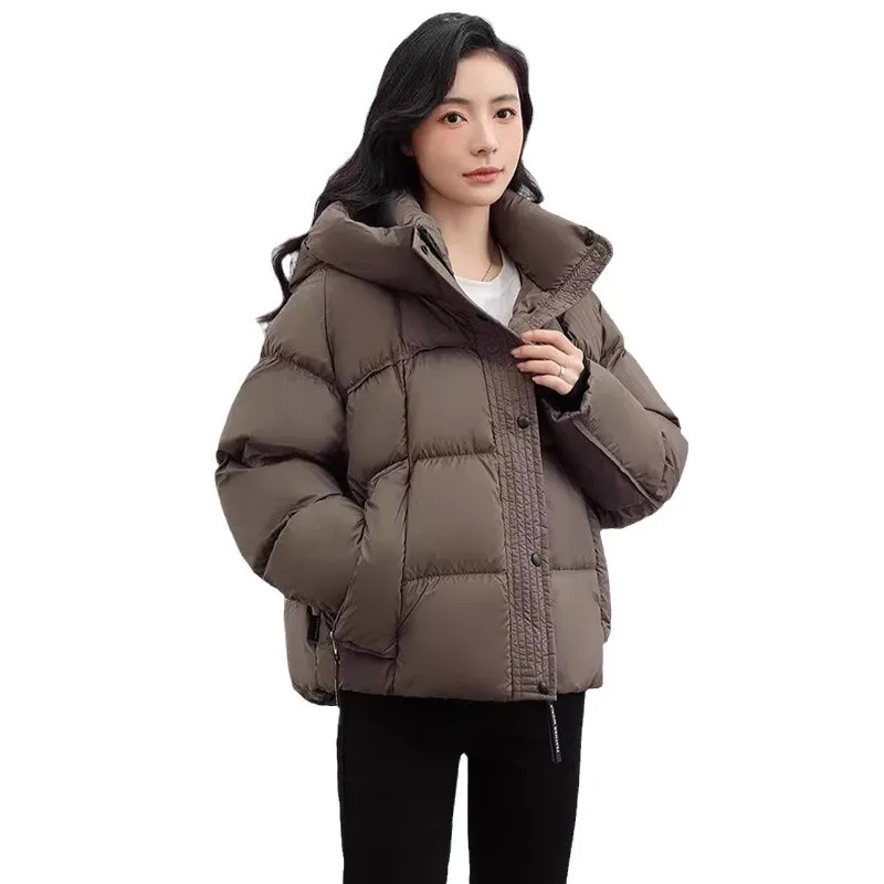 Trendy Winter Warmth Puffer Jacket Women's White Duck Down Hooded Versatile Down Jacket for Cold Weather Thick Jackets for Women