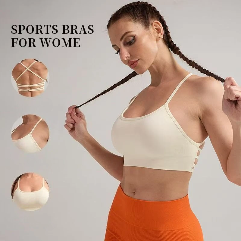 

Women's Sports Bra Gym Yoga Crop Top - Cross Back Shockproof Breathable with Chest Pad, Workout ActivewearStrapSetwomensclothing